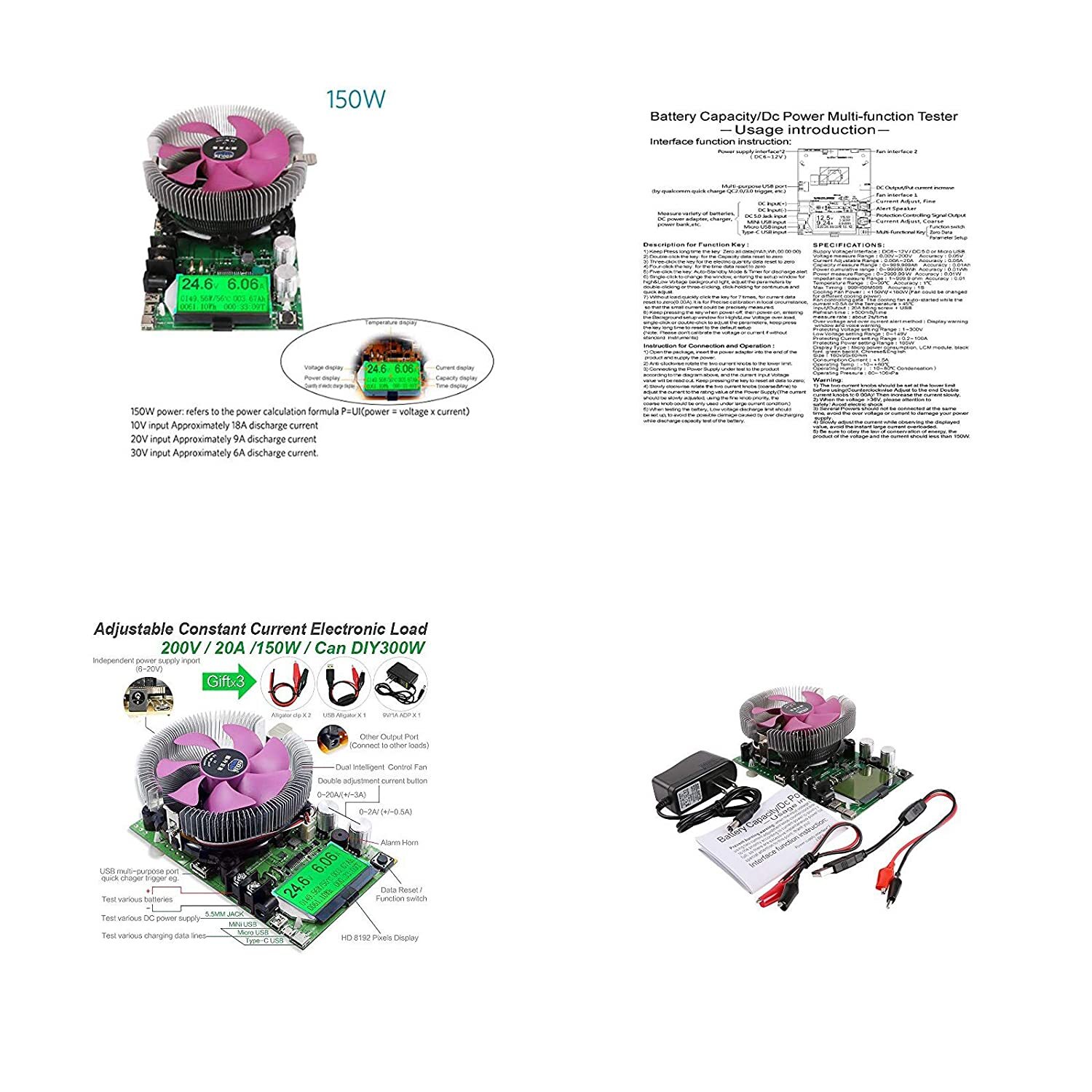 Adjustable Constant Current Battery Capacity Tester Module Electronic Load Test