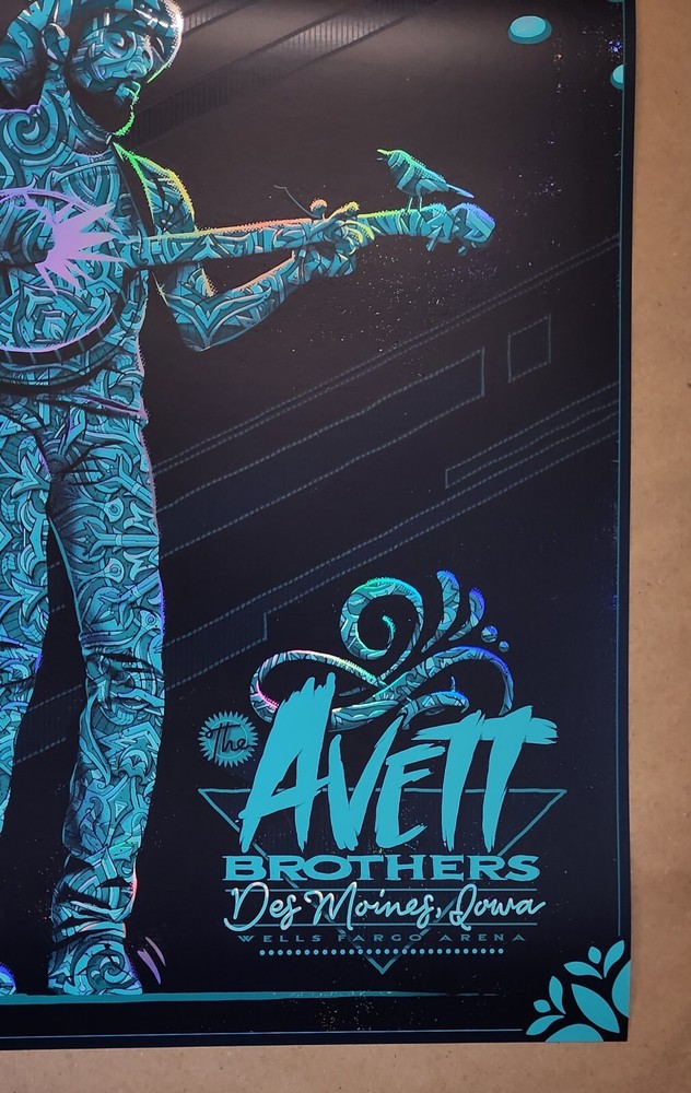 The Avett Brothers Des Moines Poster Rainbow Foil by Darin Shock 8.25.23 Concert