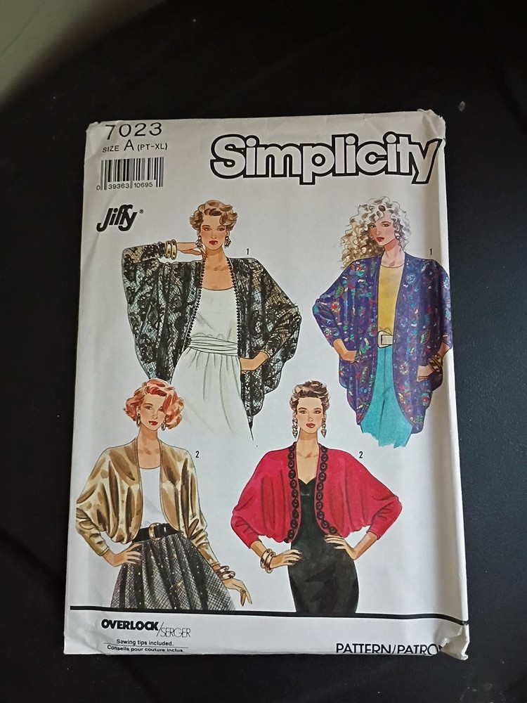 SIMPLICITY PATTERN 7023 JACKET SIZE A PT-XL UNCUT VINTAGE