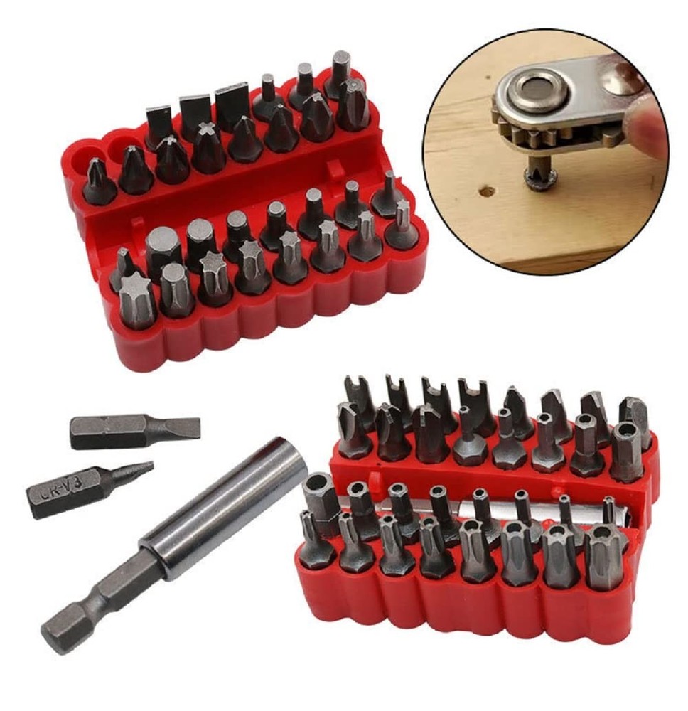 Security Tamper Proof Bit Set 33pcs Torq Torx Hex Star Spanner Tri Wing Elect...