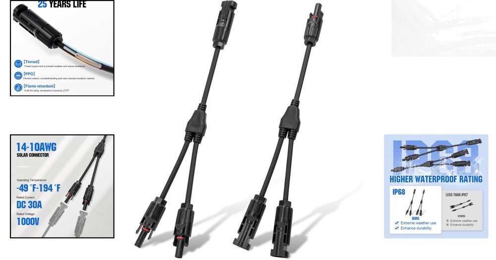 Solar Connectors Y Branch Adapter - Connect Multiple Panels Effortlessly