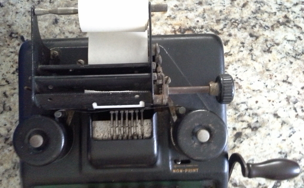 Burroughs Portable Green Top Adding Machine VINTAGE