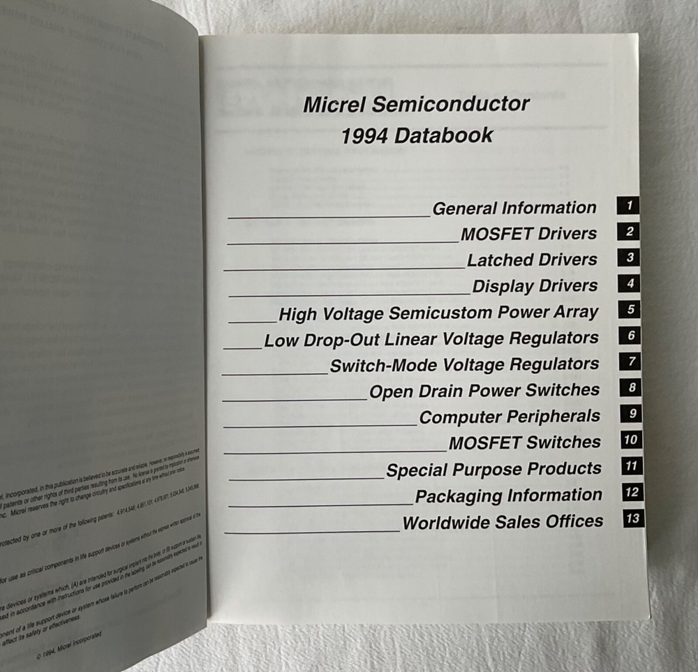 Micrel Semiconductor Data Book 1994 Edition
