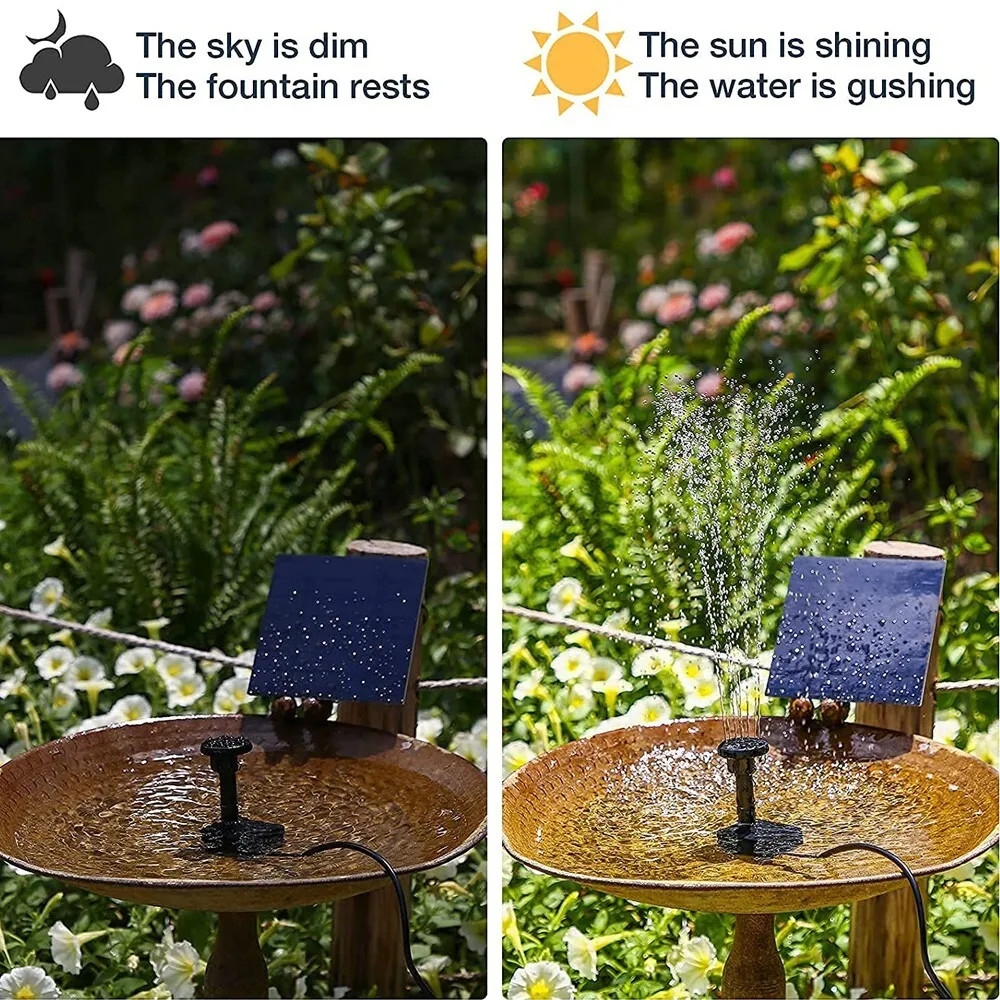 Solar Fountain for Bird Bath 6 Nozzles Floating Water Pump Attract Hummingbirds