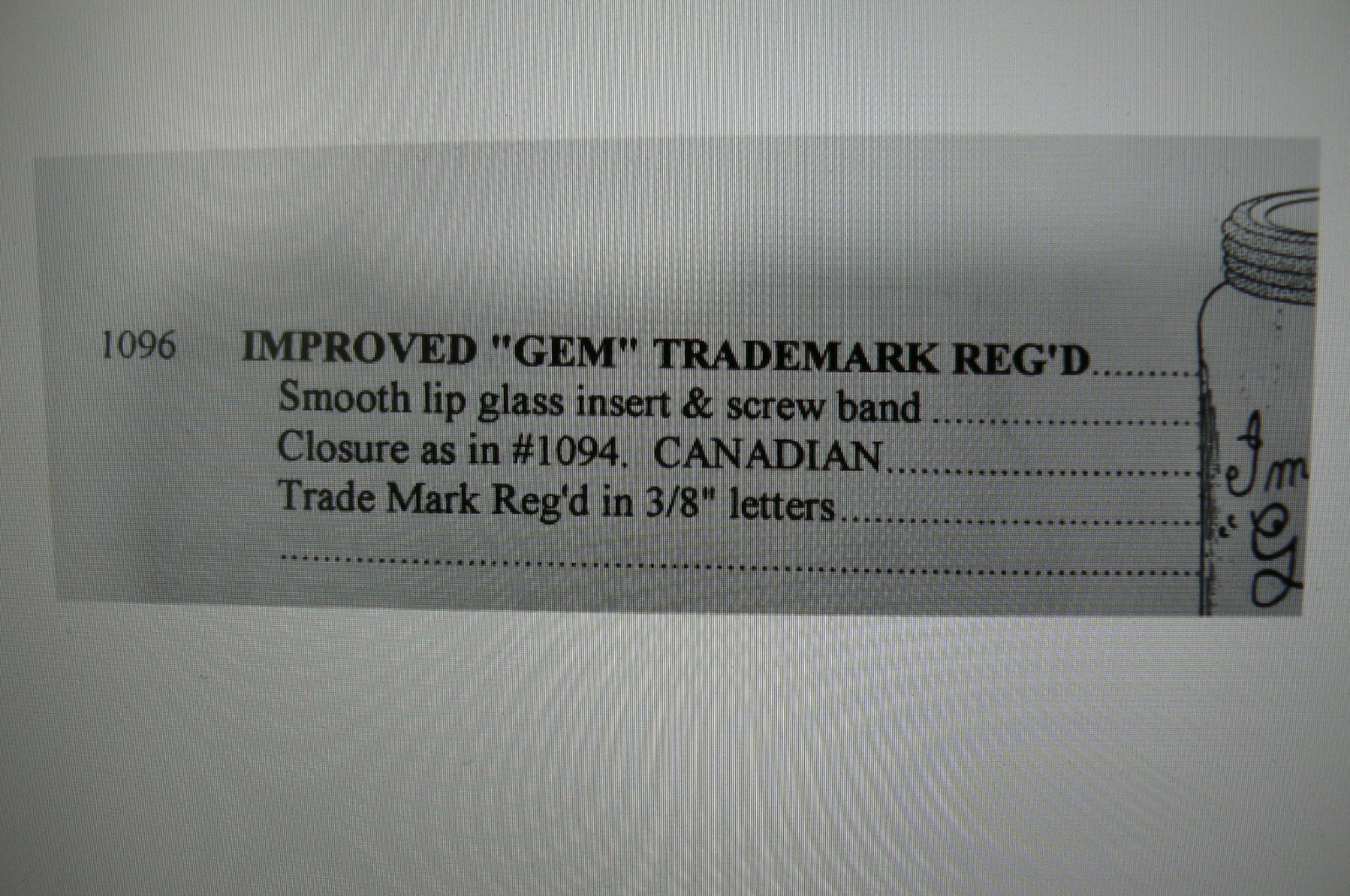 RARE 1920s Qt. Improved Gem Blue glass canning jar made by ( SDH ) from Canada,