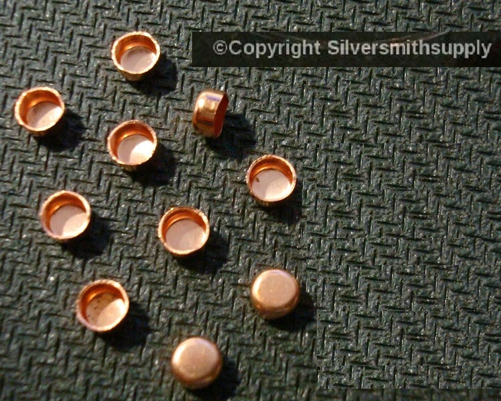 Bezel cups solid copper 4mm round machine made smooth edge 10 bezel cups BC013