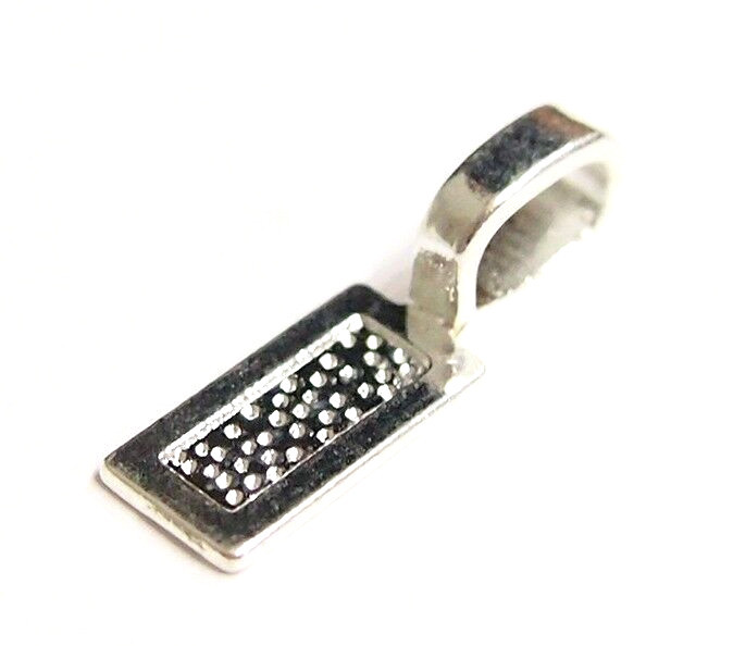 20 Large Silver Plated Rectangle Glue on Bails For Pendants, 4 Cabochons