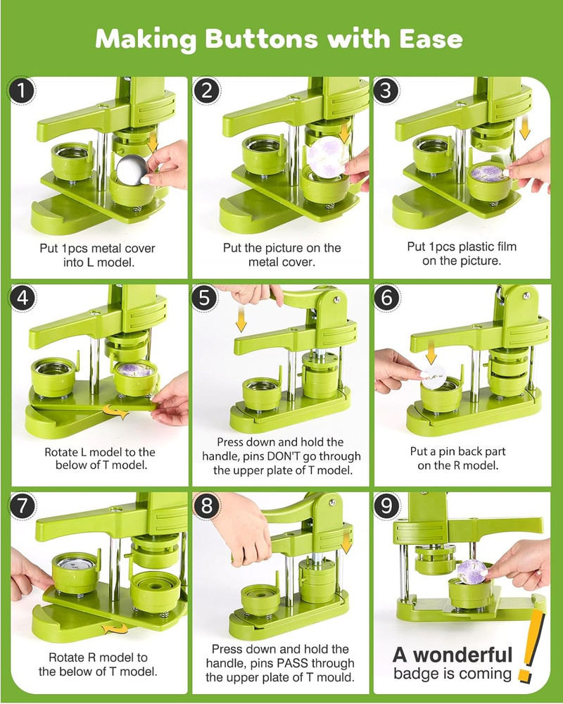 44Mm Button Maker Kit – 1.73 Inch Button Maker Pin Badge Press Machine with 100P