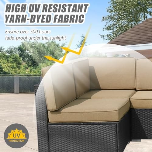 14 Pcs Patio Cushion Covers Replacement Outdoor Couch Cushions Covers Brown