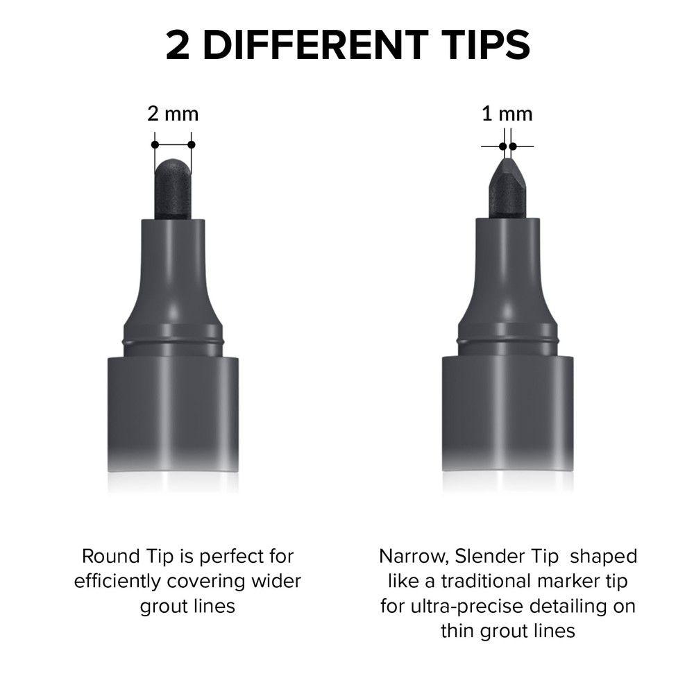 Water Based Grout Marker - 2 PCS with 8 Tips, Dark Gray