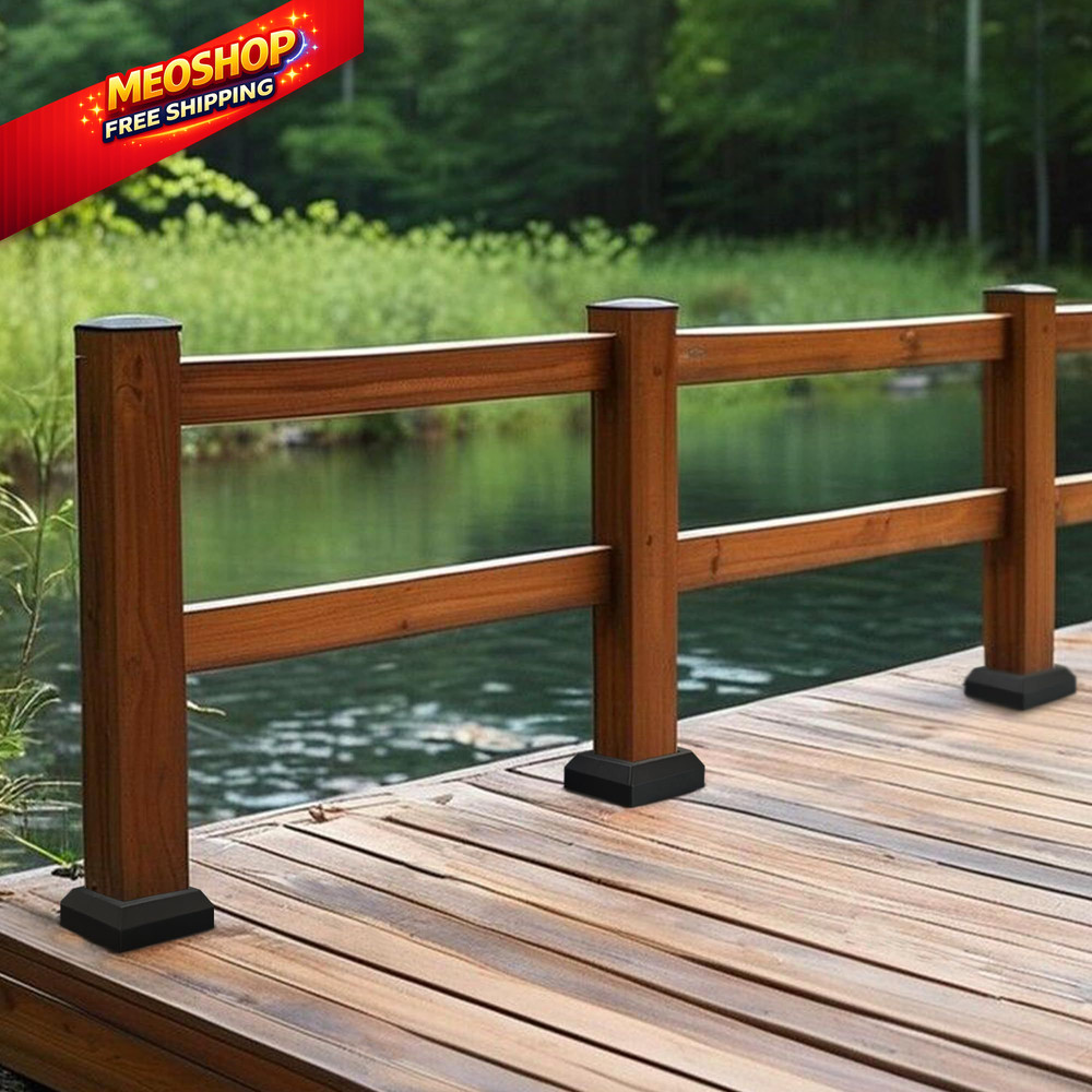 2 Pack 4X4IN Aluminum Split Deck Post Base Cover, 4"x4", Black