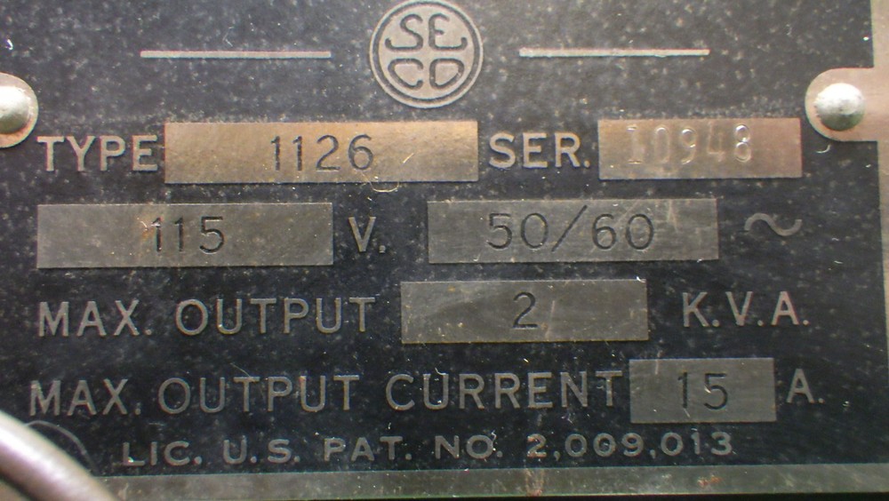 Vintage Powerstat 1126 Variable Transformer/Variac 115V 2kVa/15A