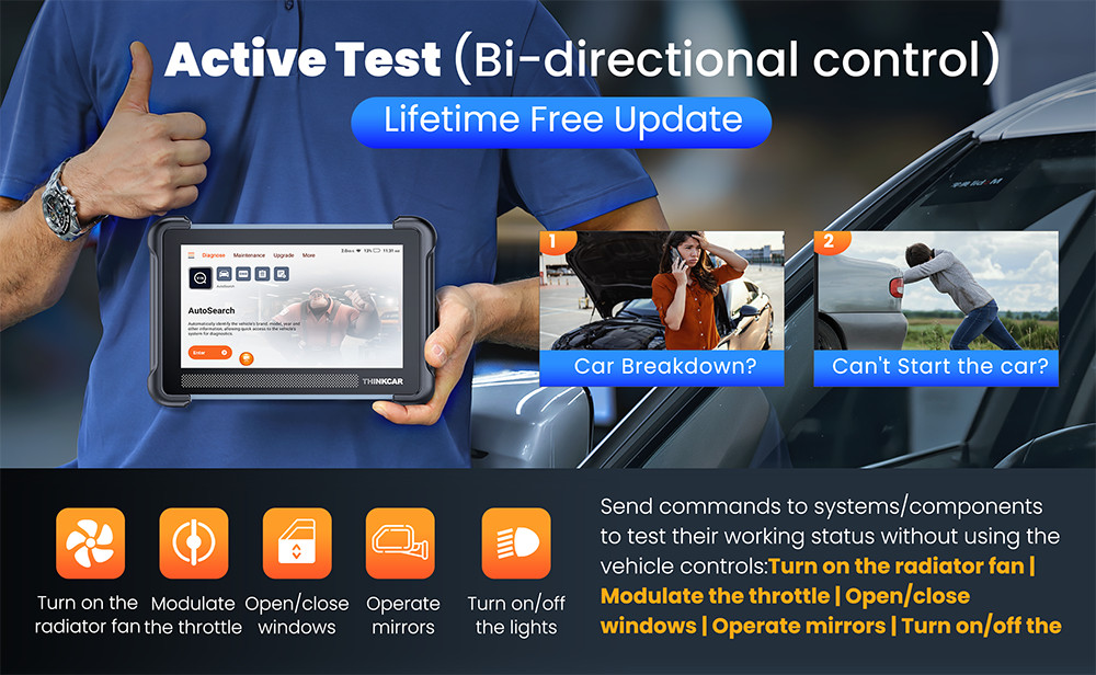 ThinkScan 672 OBD2 Full System Bidirectional Car Diagnostic Scanner Tool CANFD