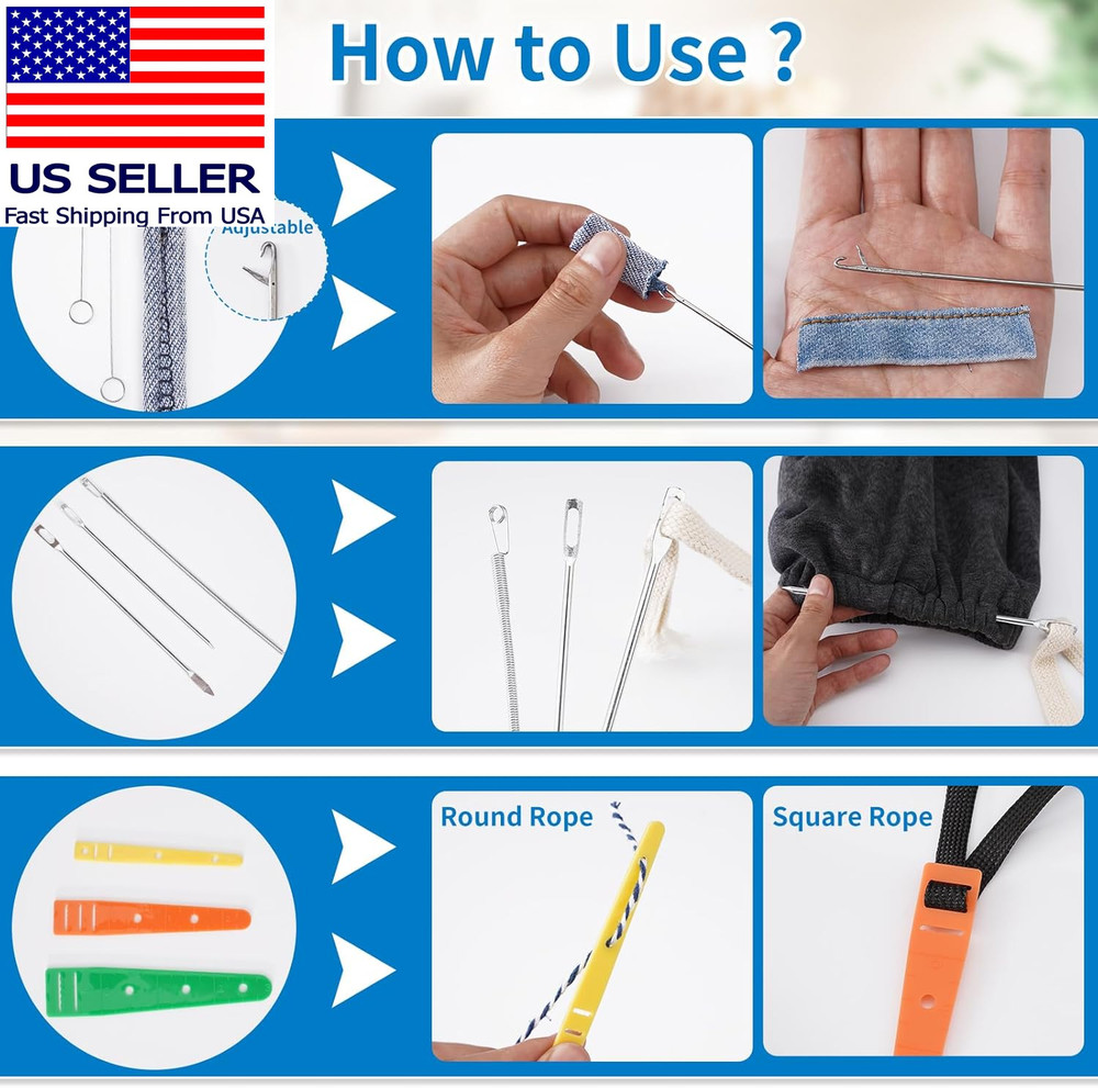 16 PCS Drawstring Threader, Turner Sewing Tool with Flexible Hoodie String Threa