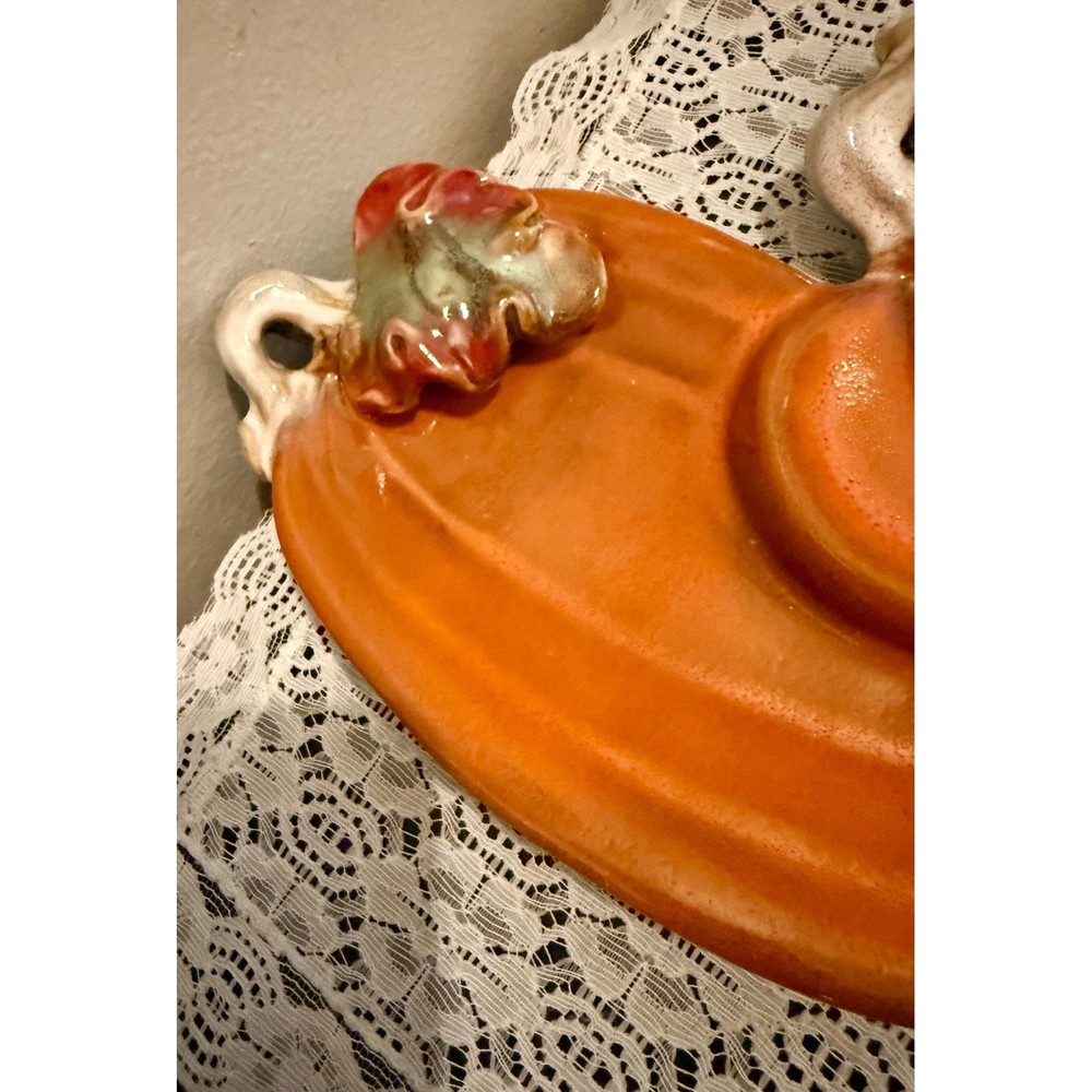 Fall pumpkin ceramic decorative serving plate Thanksgiving 9"x8"