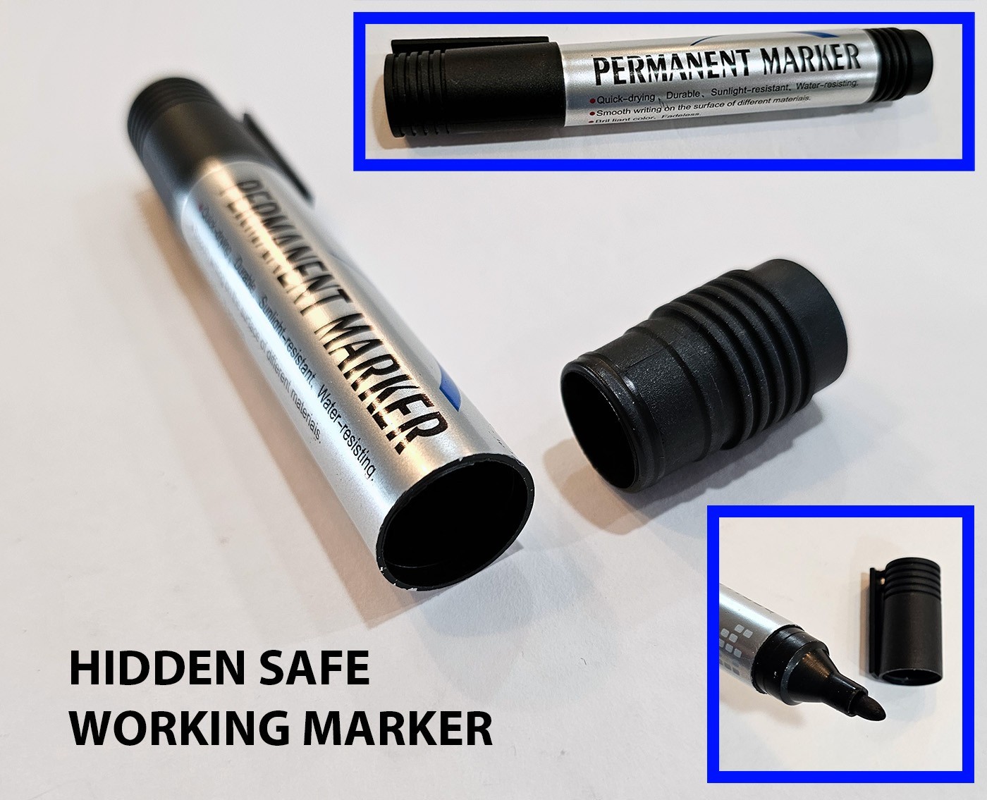 Hidden Diversion Safe Permanent Marker – Discreet Storage Secret Stash Pen