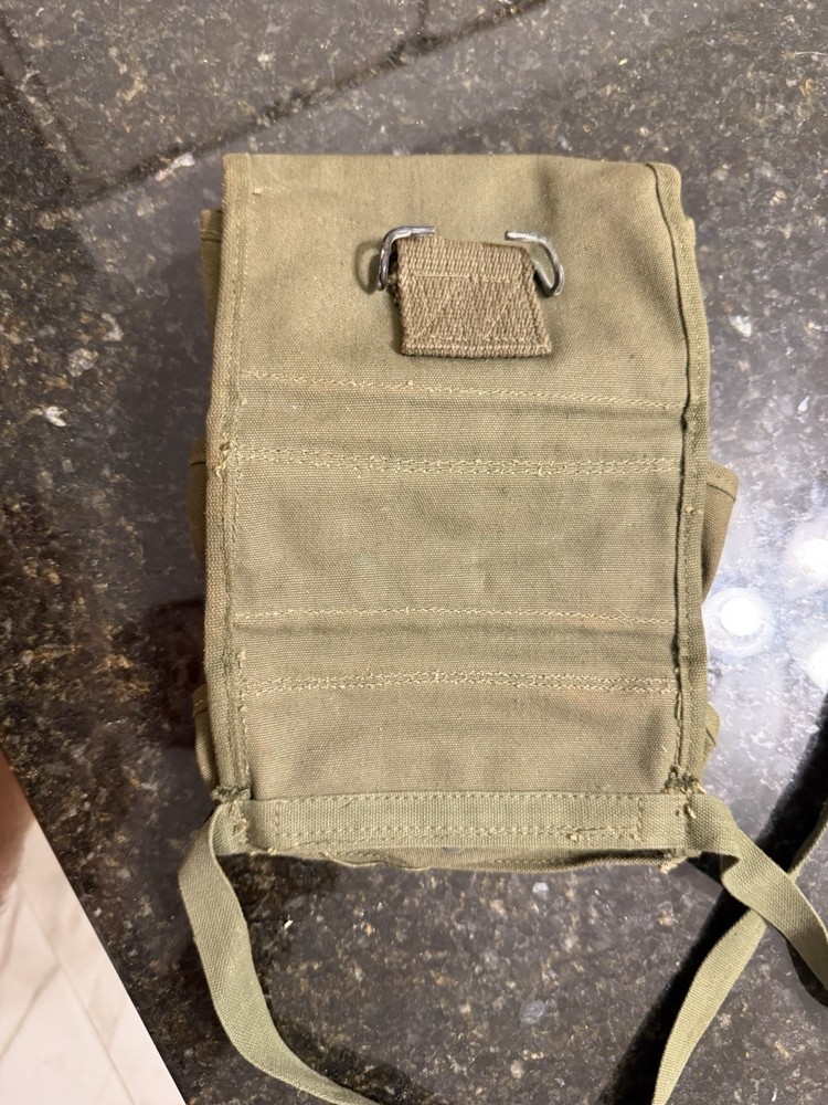 ORIGINAL WWII US ARMY M1942 3 CELL GRENADE CARRY POUCH-CANVAS