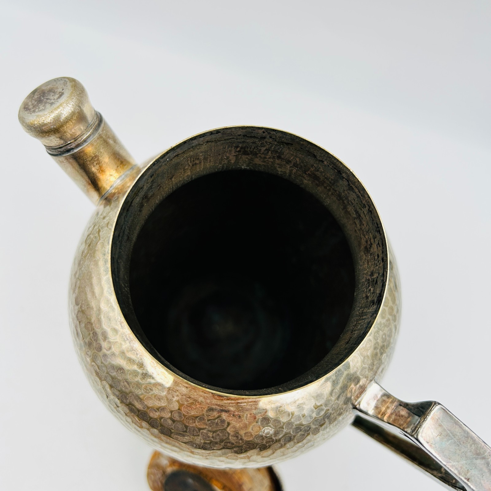 Art Deco Hammered Nickel Silver Plated Cocktail Martini Shaker Cork Lid Cap VTG