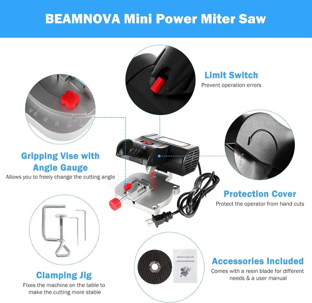 Mini Miter Saw - 9in Electric Table Saw for Precision DIY Projects