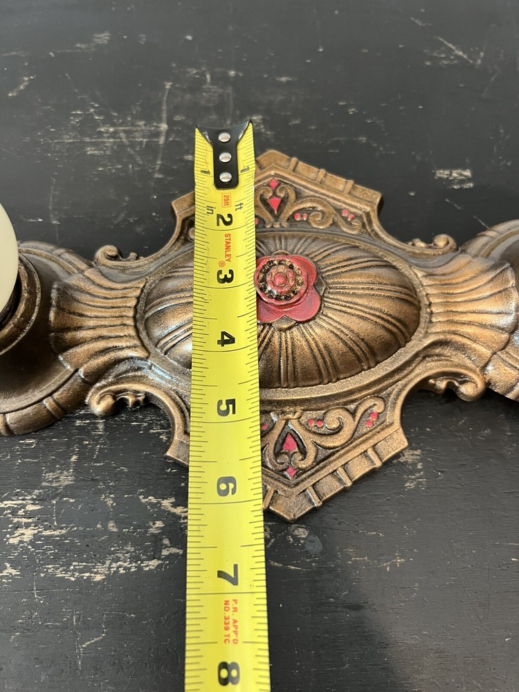 Single Antique Double Socket Polychrome Flush Mount Nice Rewired 10G