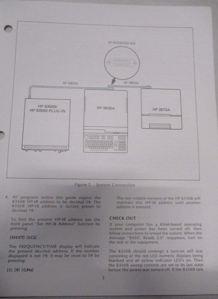 HEWLETT PACKARD 8350B SWEEP OSCILLATOR WITH THE HP 9816A 9826A 9826A BASIC GUIDE