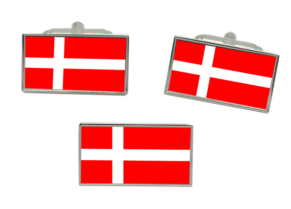 Denmark Flag Cufflink and Tie Pin Set
