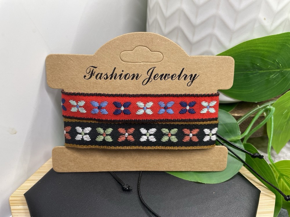 2 PC Ribbon Bracelet Stackable Adjustable Tie Free Ship B5238