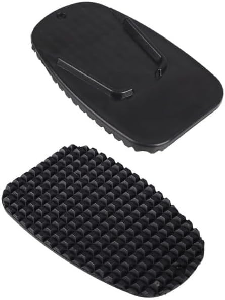 2Pcs Black Motorcycle Side Kickstand Pad - Non-Slip Base Support Plastic Pad