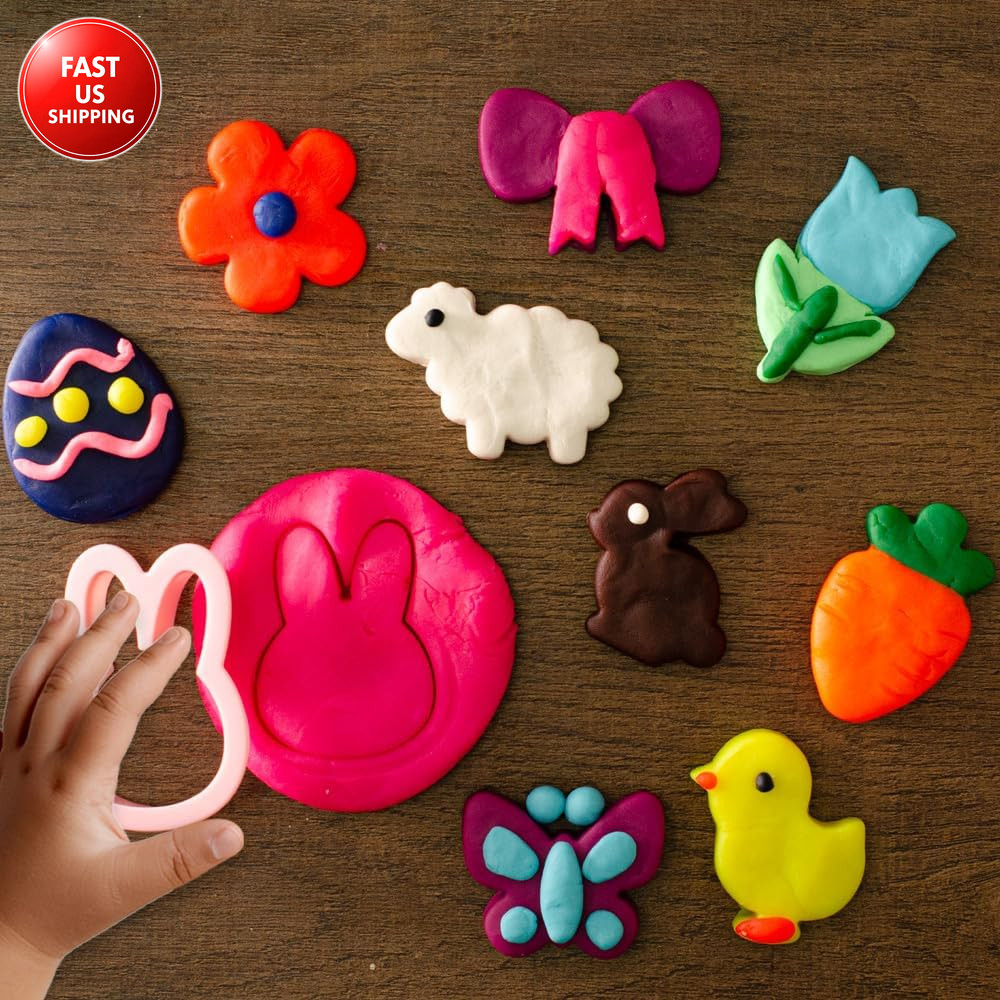 12-Pack Prefilled Easter Eggs with Modeling Dough & Easter-Shaped Cutters, Non-C