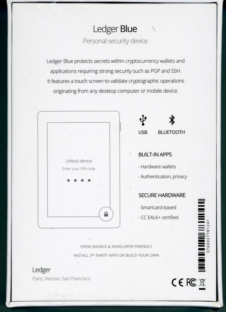 Ledger Blue Cryptocurrency Hardware Wallet