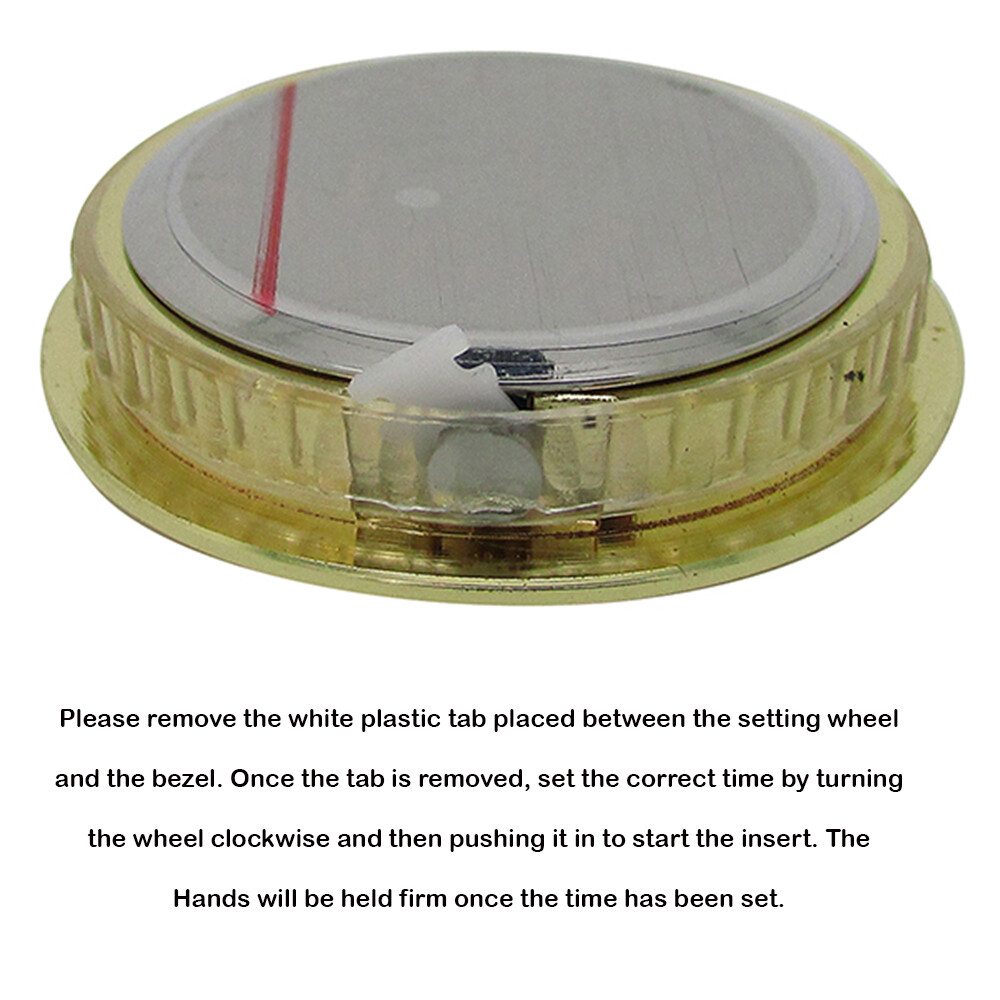 Replacement Miniature Clock Insert Chrome Metal Bezel Arabic Numerals Battery