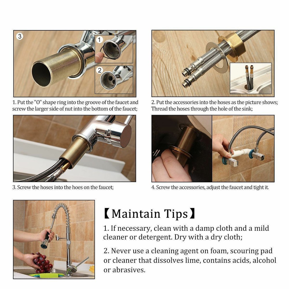 Matte Black Kitchen Sink Faucet Spring Pull Down Sprayer Mixer Tap Deck Mounted