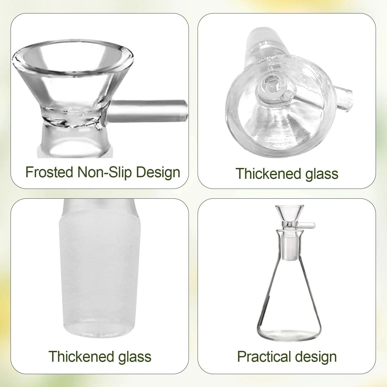 90° Glass Ash Catcher Glass Hookah Attachment for Water Pipe Smoking , Set of 4.