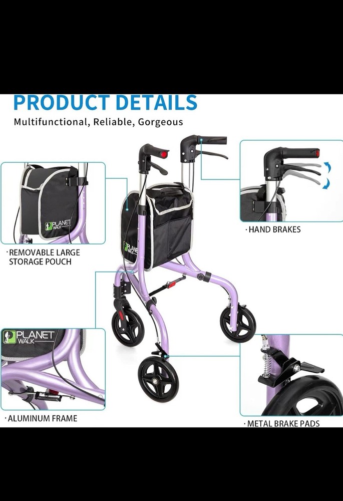 Planet Walk Premium 3 Wheel Rollator Walker