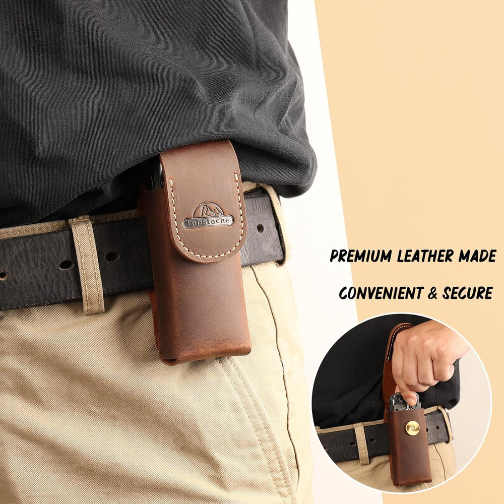 Leather Multitool Sheath - Multitool Holster for Belt - Belt Loop Multitool Pouc