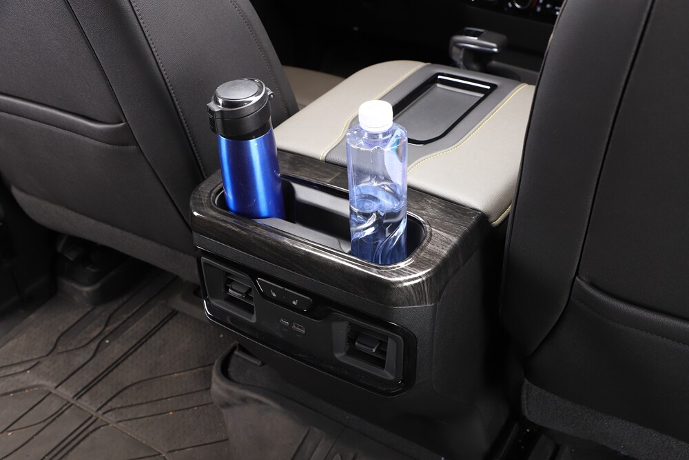 Black Wood Armrest Box Rear Cup Holder Panel Trim for Chevy Silverado 1500 2019+