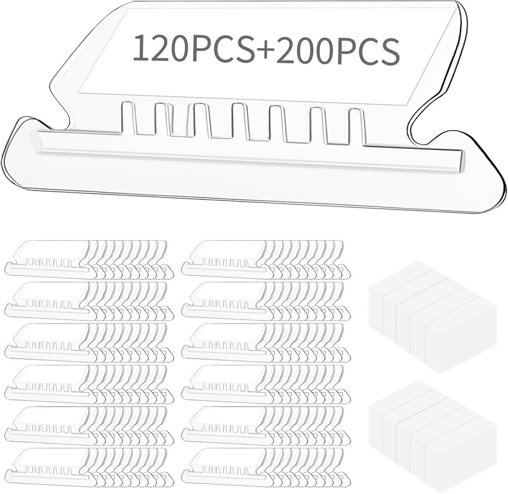 Hanging File Folder Tabs, 120 Pcs File Folder Tabs and 200 Pcs Inserts, File Tab