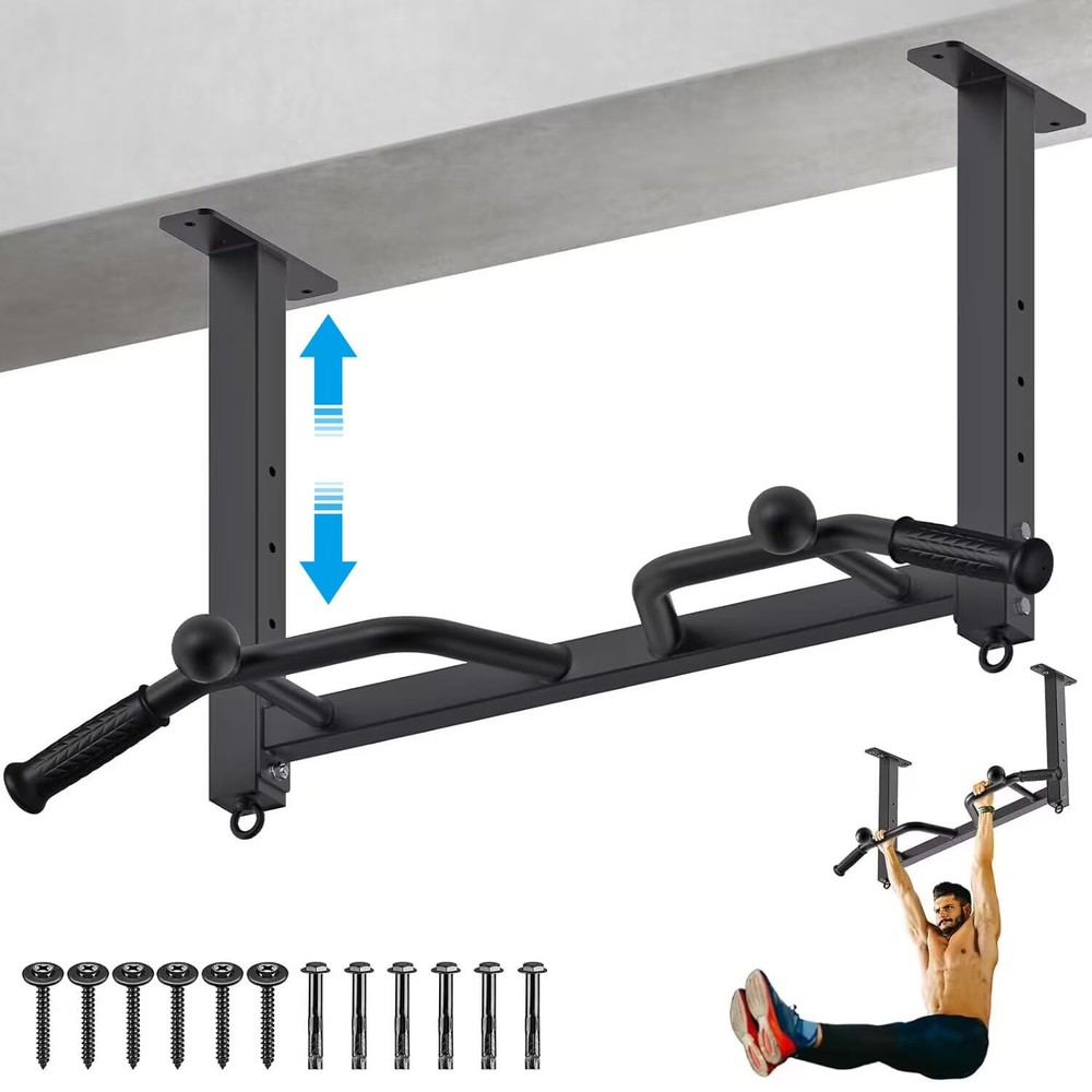 32" Ceiling Mounted Pull up Bar - Heavy Duty, Highly Adjustable, Multifunctional
