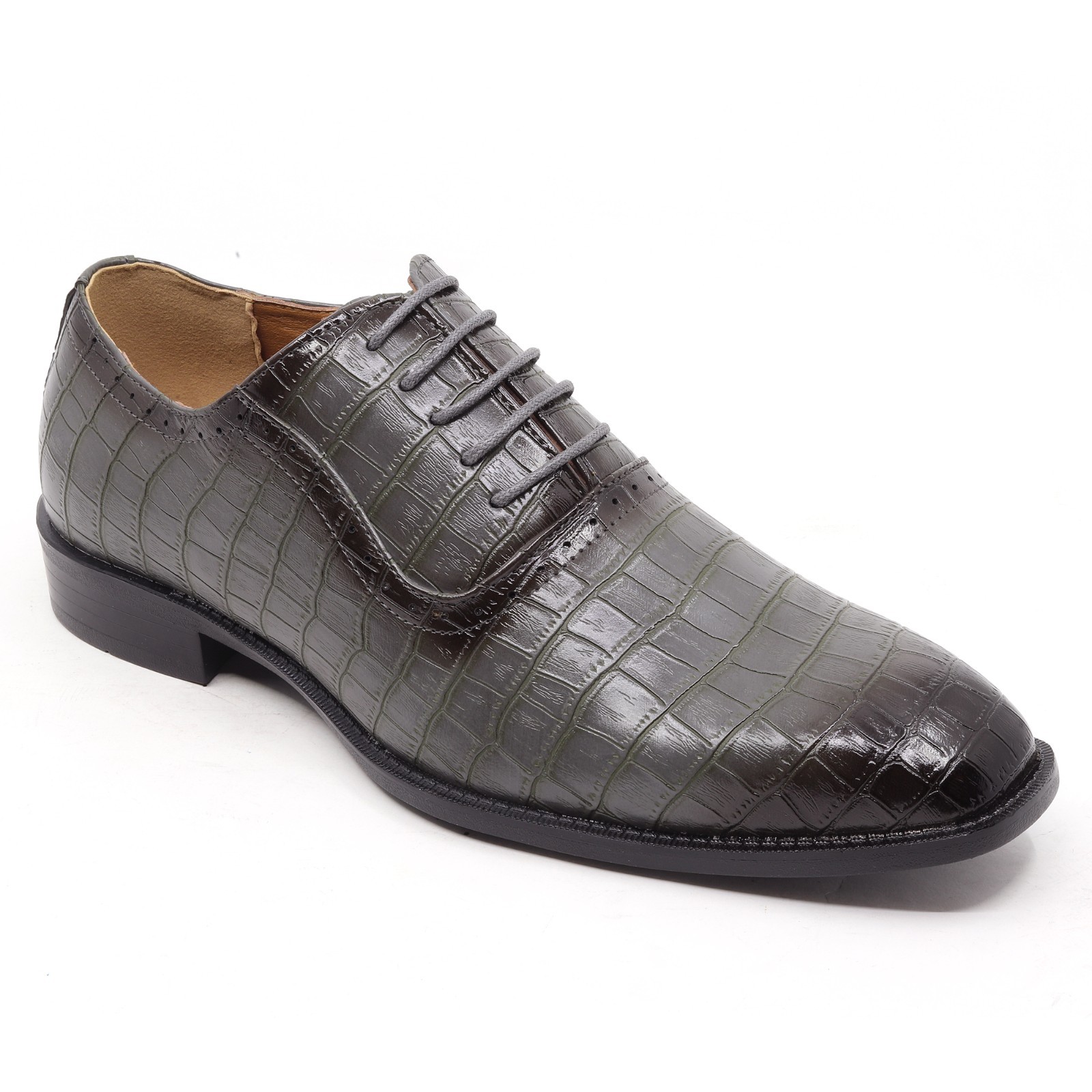 Men's Crocodile Embossed Formal Business Lace-Up Oxford Dress Shoes