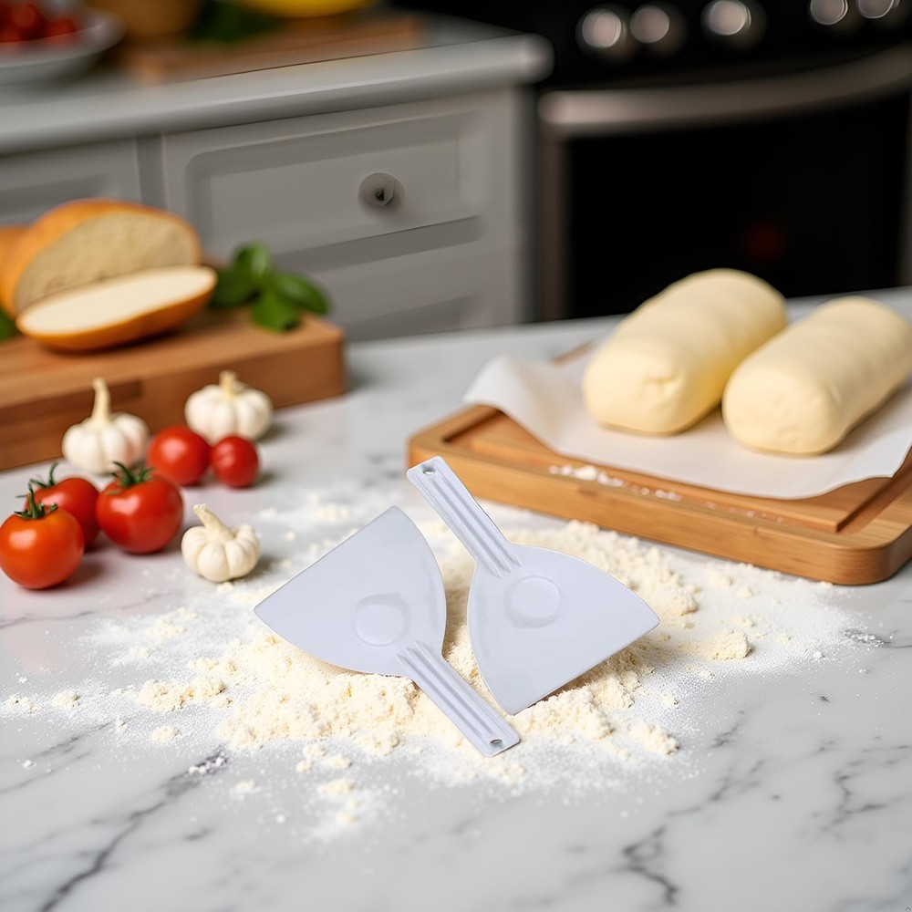 2 Pcs White Plastic Dough Scraper Cutters, Bread Chopper Separator, Flour Scr...