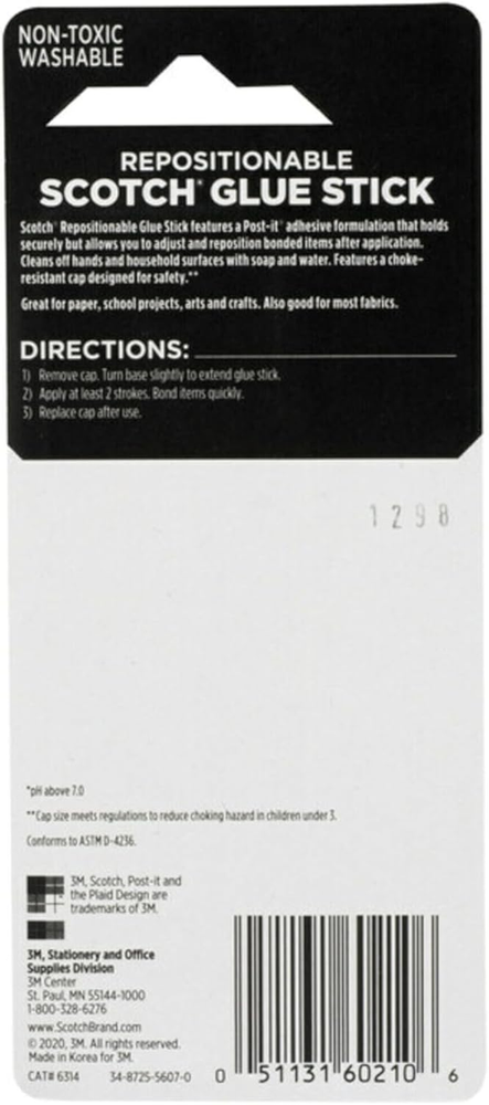 Removable Restickable Glue Stick.49Oz, Repositionable Stick (3-Pack)