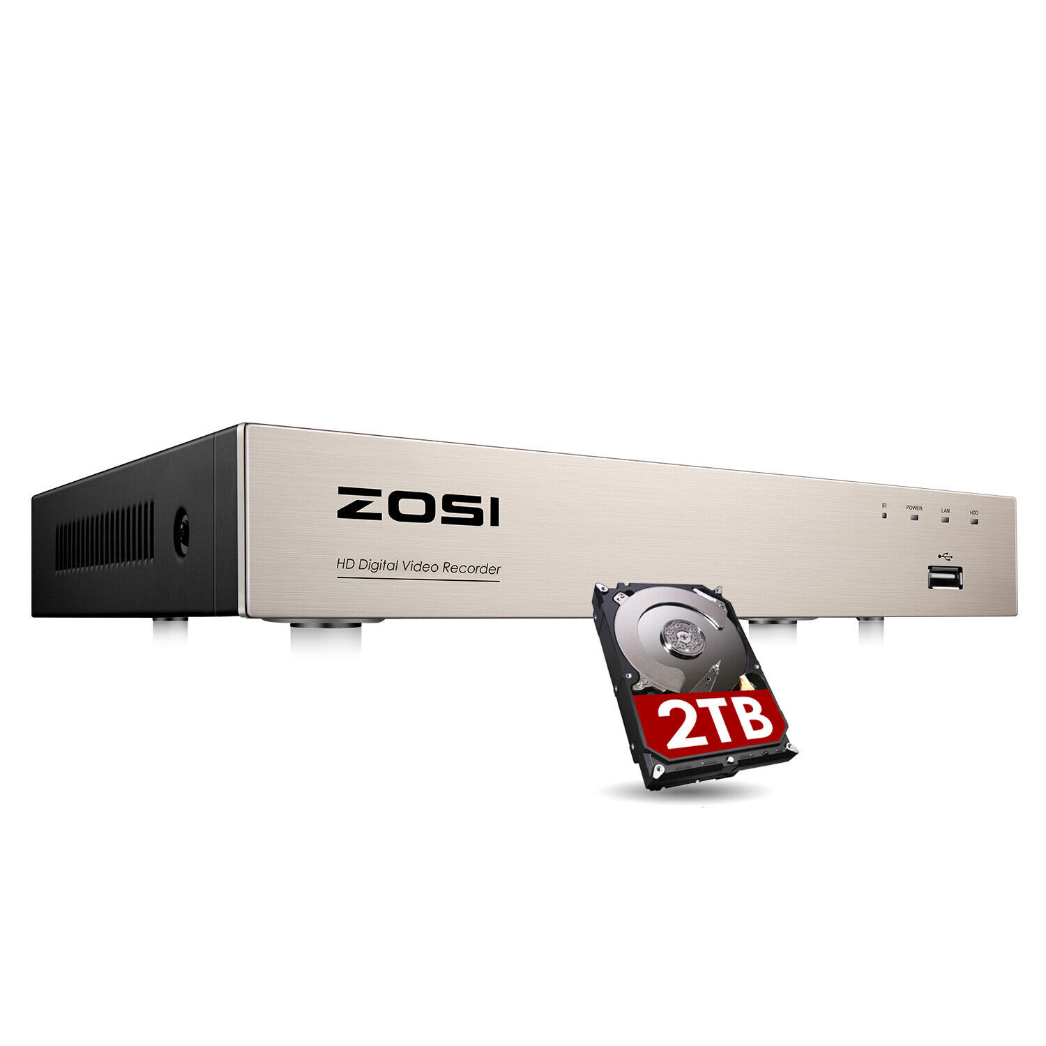 ZOSI H.265+8CH 5MP Lite DVR with 0TB/1T/2T Hard Drive for Security Camera System