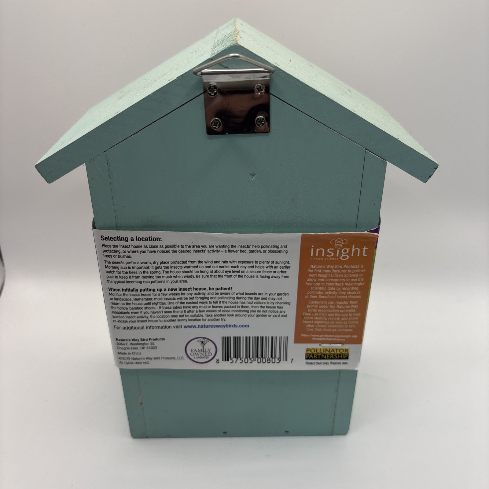 Nature’s Way Better Gardens Pollinator Bug Mason Bee House Wooden Green Blue