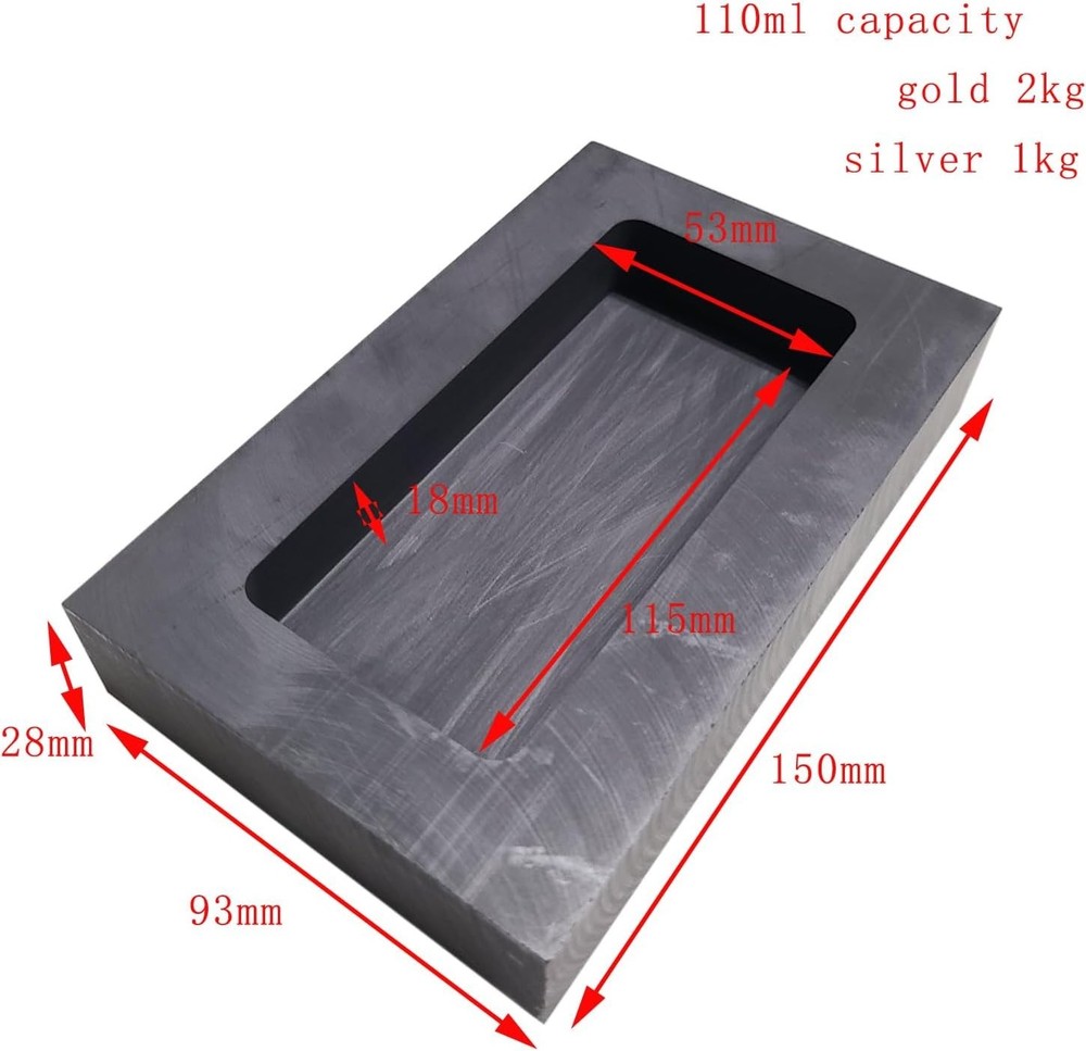 Gold Silver Refining Crucible Mold 2kg Flat