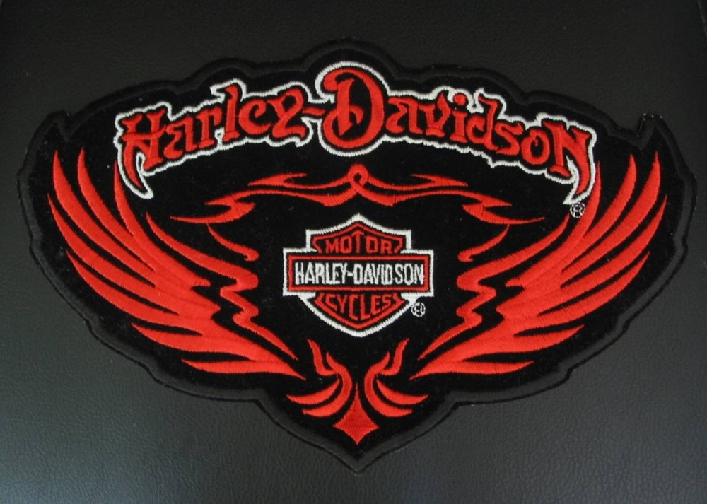 Harley Davidson Red Bar & Shield w/ Tribal Wings Patch / Emblem