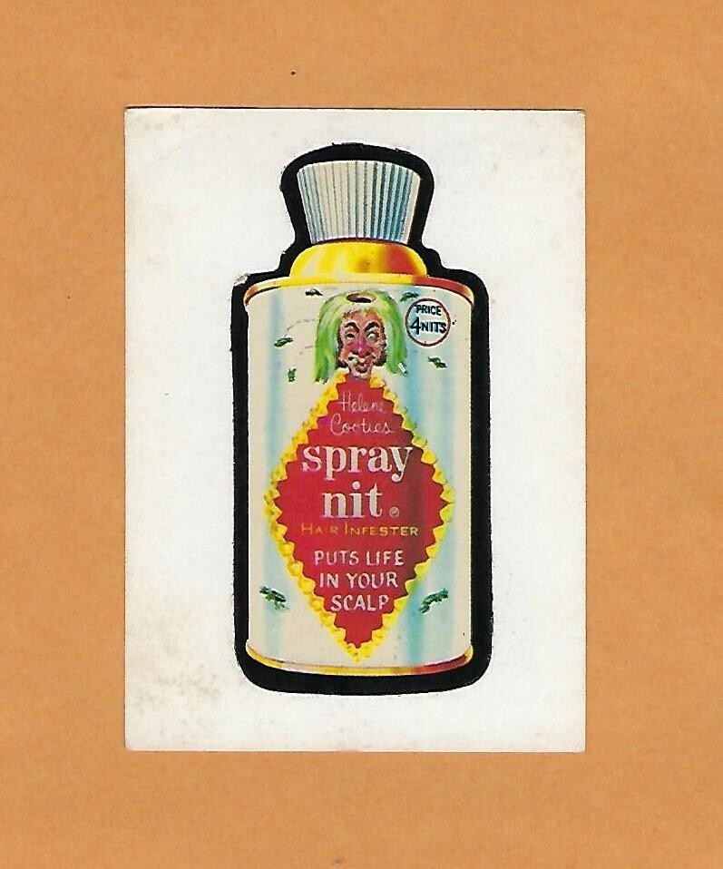 1973 Topps Wacky Package Sticker, White Back Spray Nit