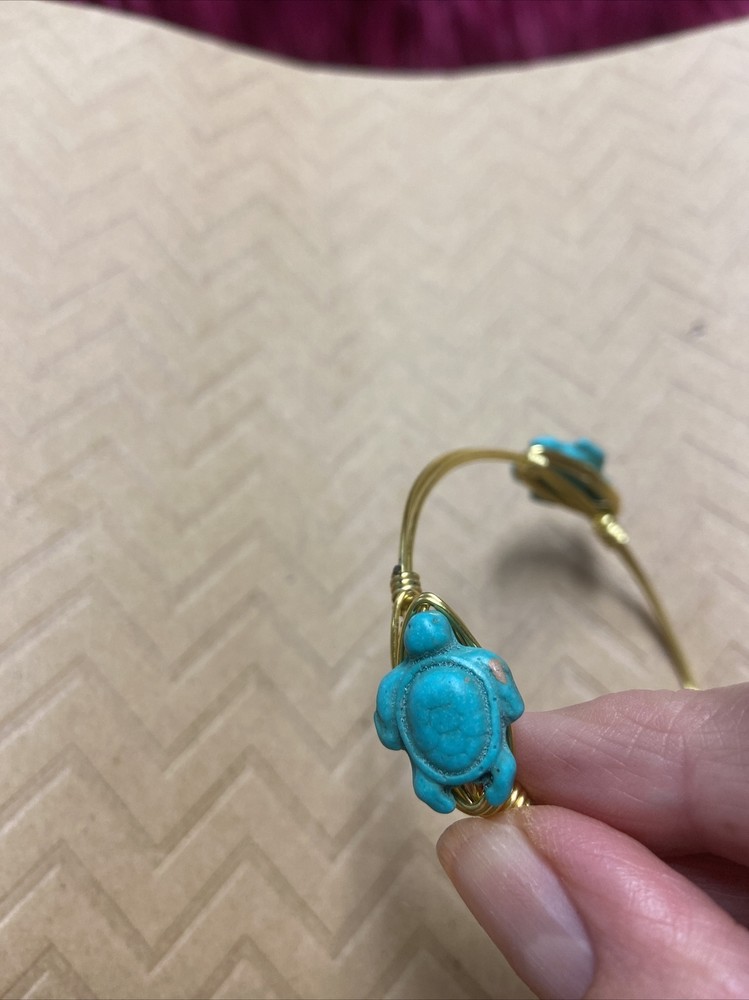 Gold Wire Wrapped Turquoise Turtles Bracelet