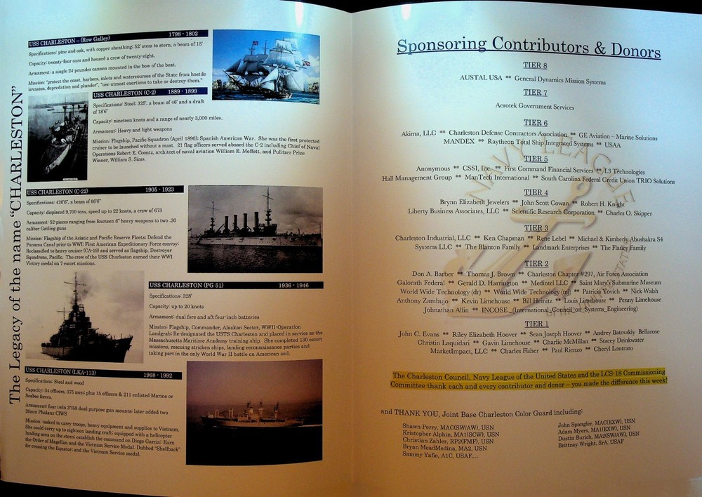 USS Charleston LCS-18 Commissioning Ceremony Program Packet March 2 2019