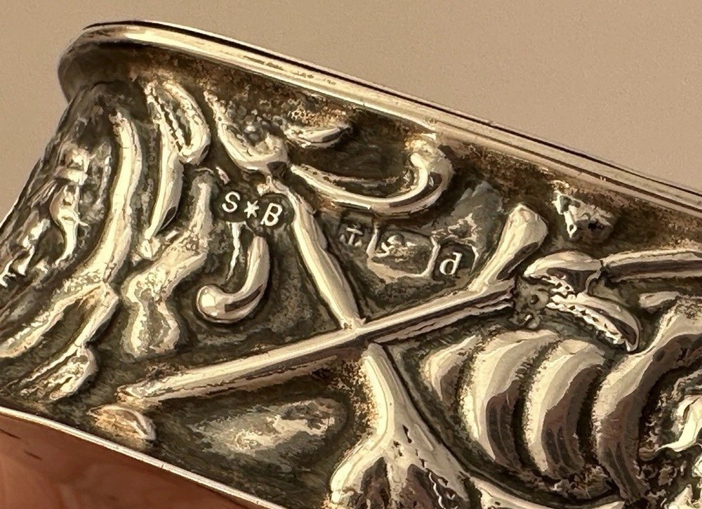 Antique Solid Silver Trinket Box Reynolds Angels c.1903