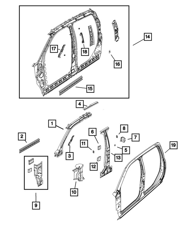 Genuine Mopar C-Pillar Reinforcement Right 55112294ab